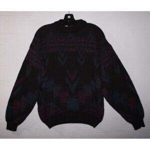 Vintage Kennington Italia Round Neck Sweater Mens Medium Dark Design Wool Blend